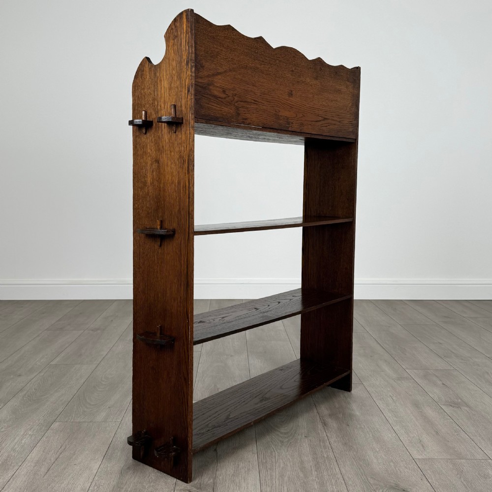  Antique 20th Century Small Art Nouveau Style Bookcase In Oak  View IV
