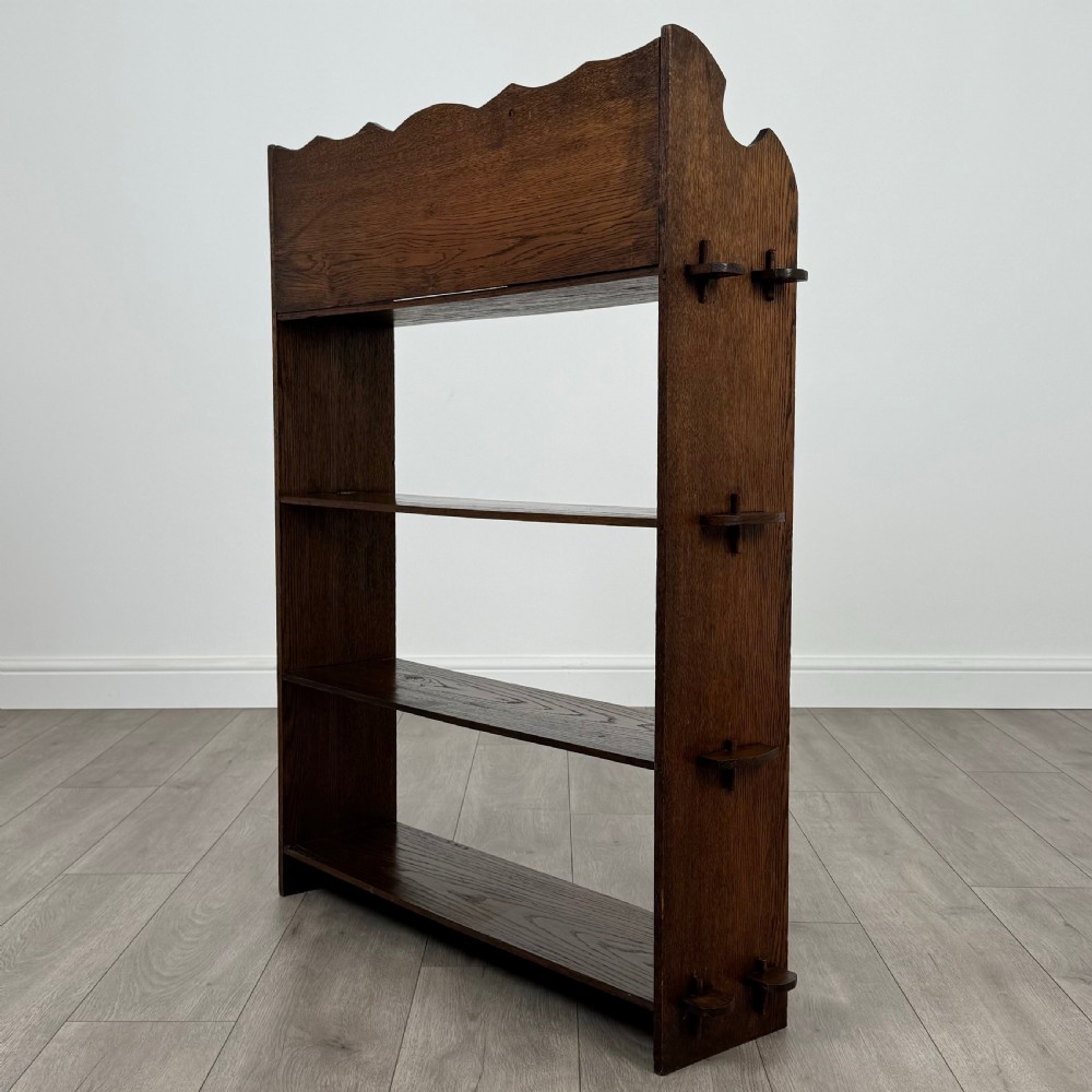  Antique 20th Century Small Art Nouveau Style Bookcase In Oak  View VII
