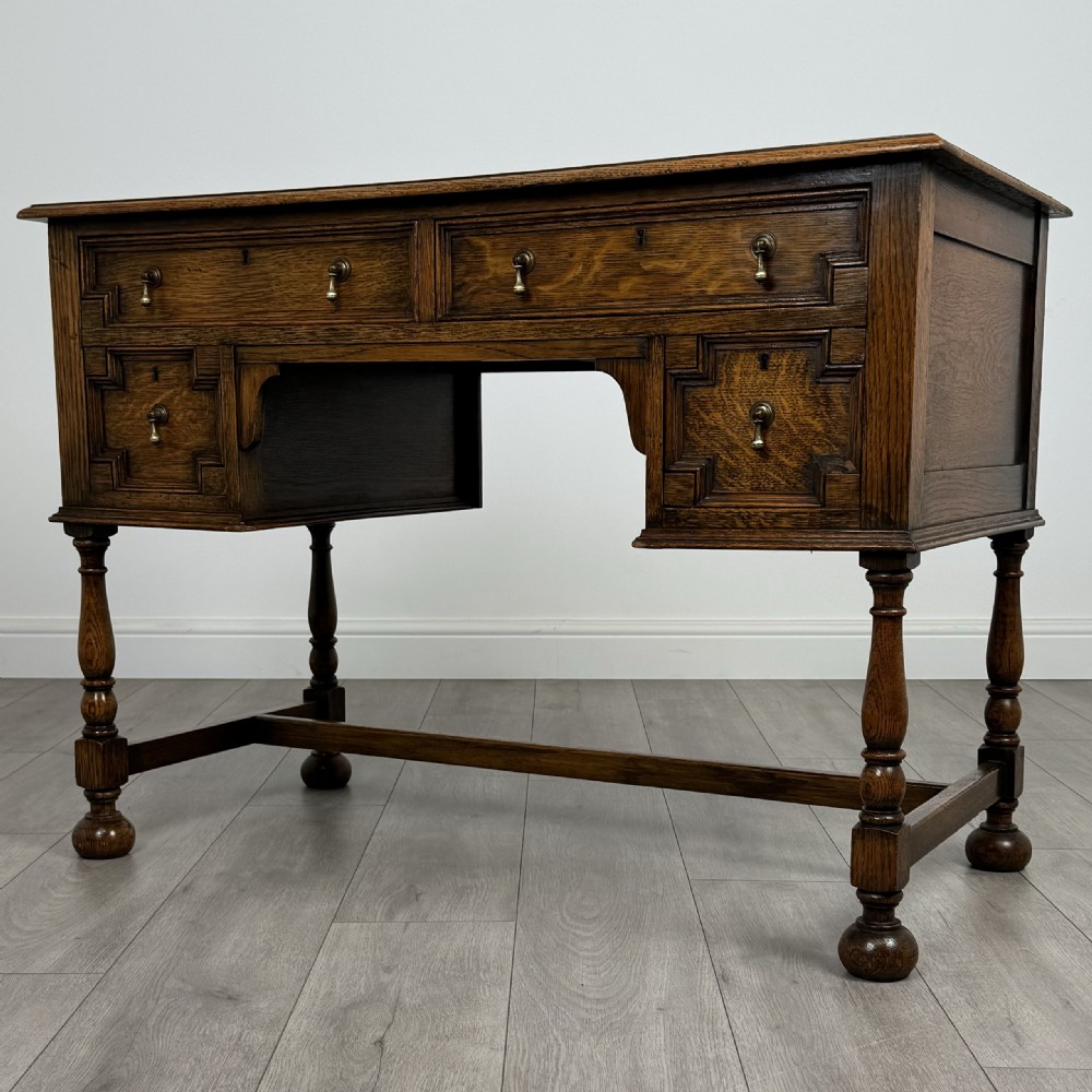 Antique 20th Century Jacobean Style Desk In Oak  View II