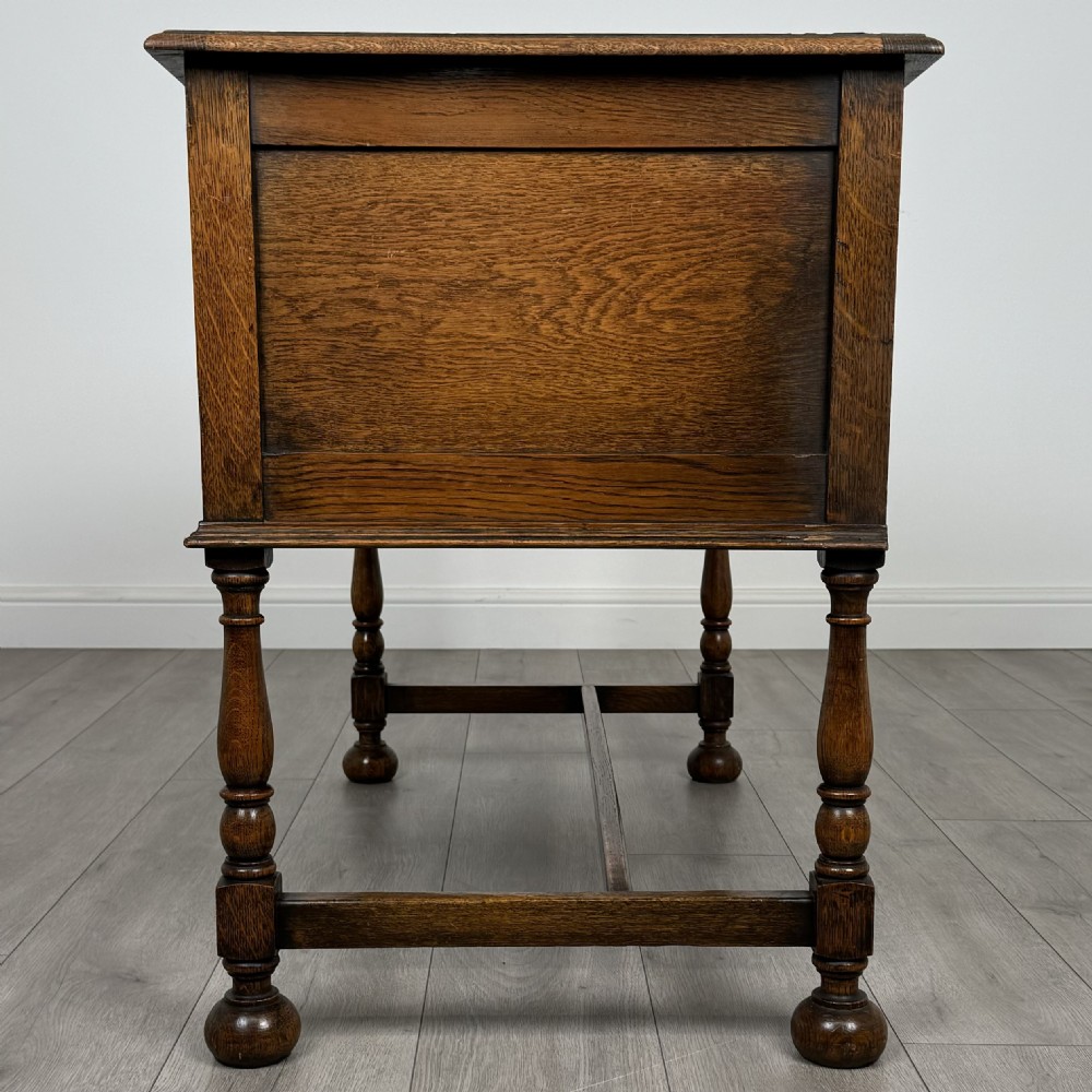 Antique 20th Century Jacobean Style Desk In Oak  View III