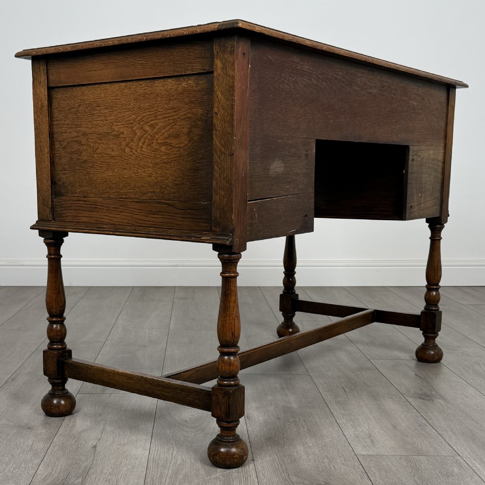 Antique 20th Century Jacobean Style Desk In Oak  View IV