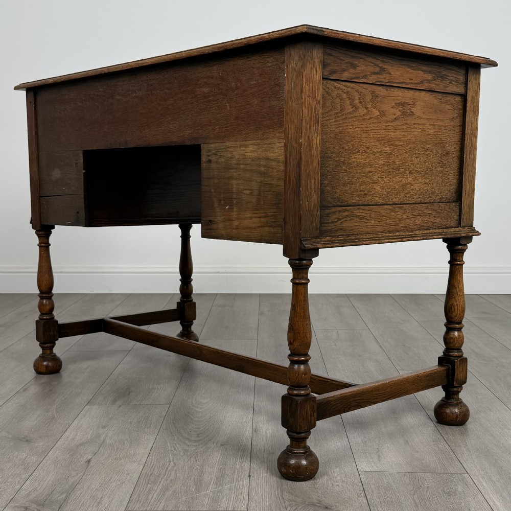Antique 20th Century Jacobean Style Desk In Oak  View VI