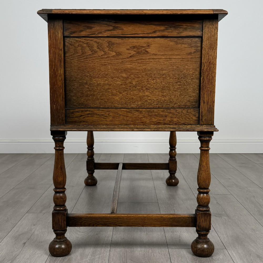Antique 20th Century Jacobean Style Desk In Oak  View VII