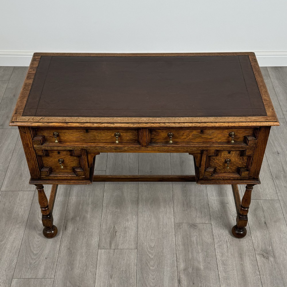 Antique 20th Century Jacobean Style Desk In Oak  View IX
