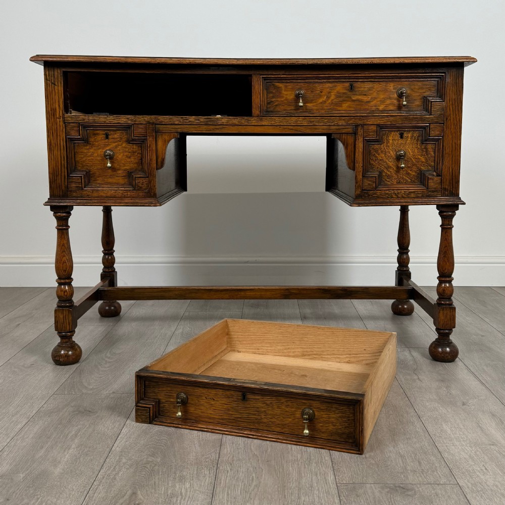 Antique 20th Century Jacobean Style Desk In Oak  View X