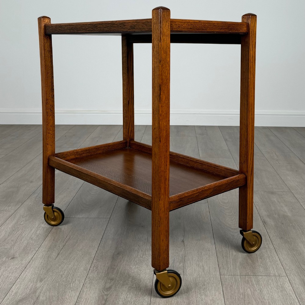 Antique 20th Century Good Quality Tea Trolley In Oak  View VI