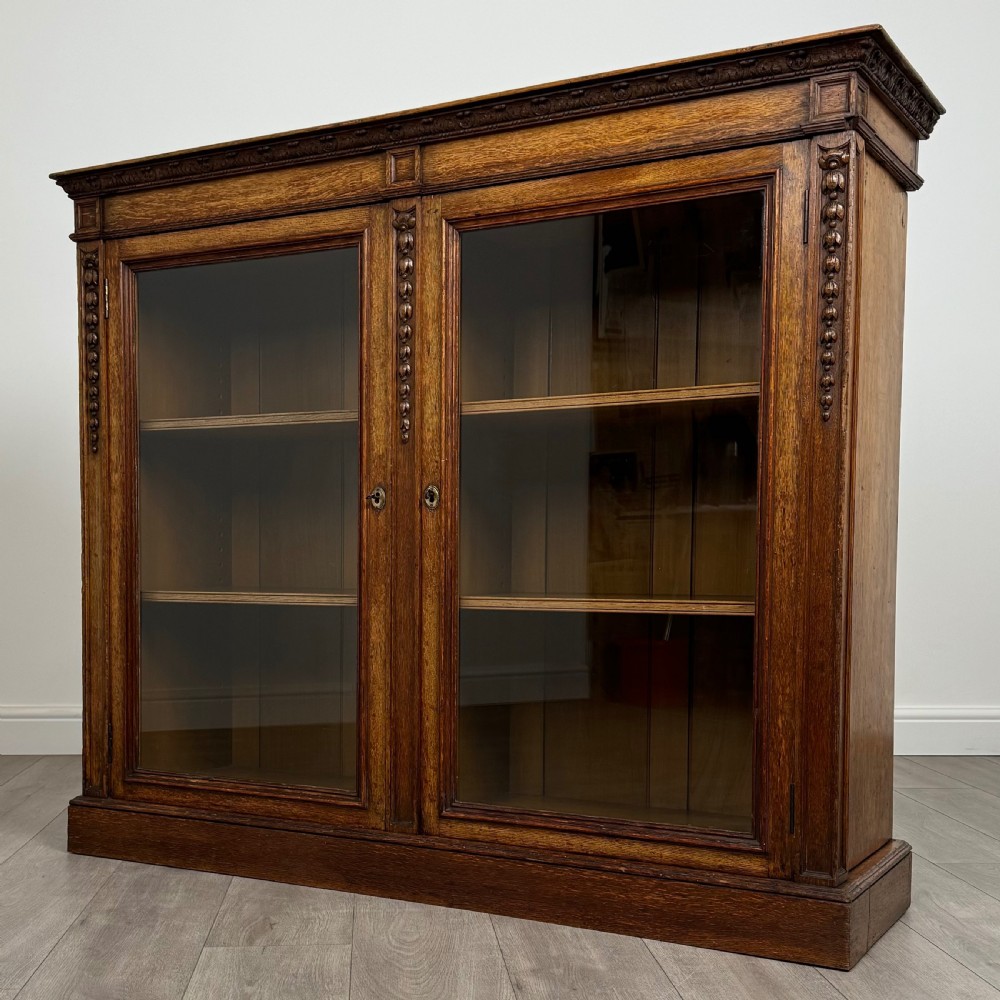 Antique 19th Century Glazed Oak Display Cabinet Of Fine Quality  View III