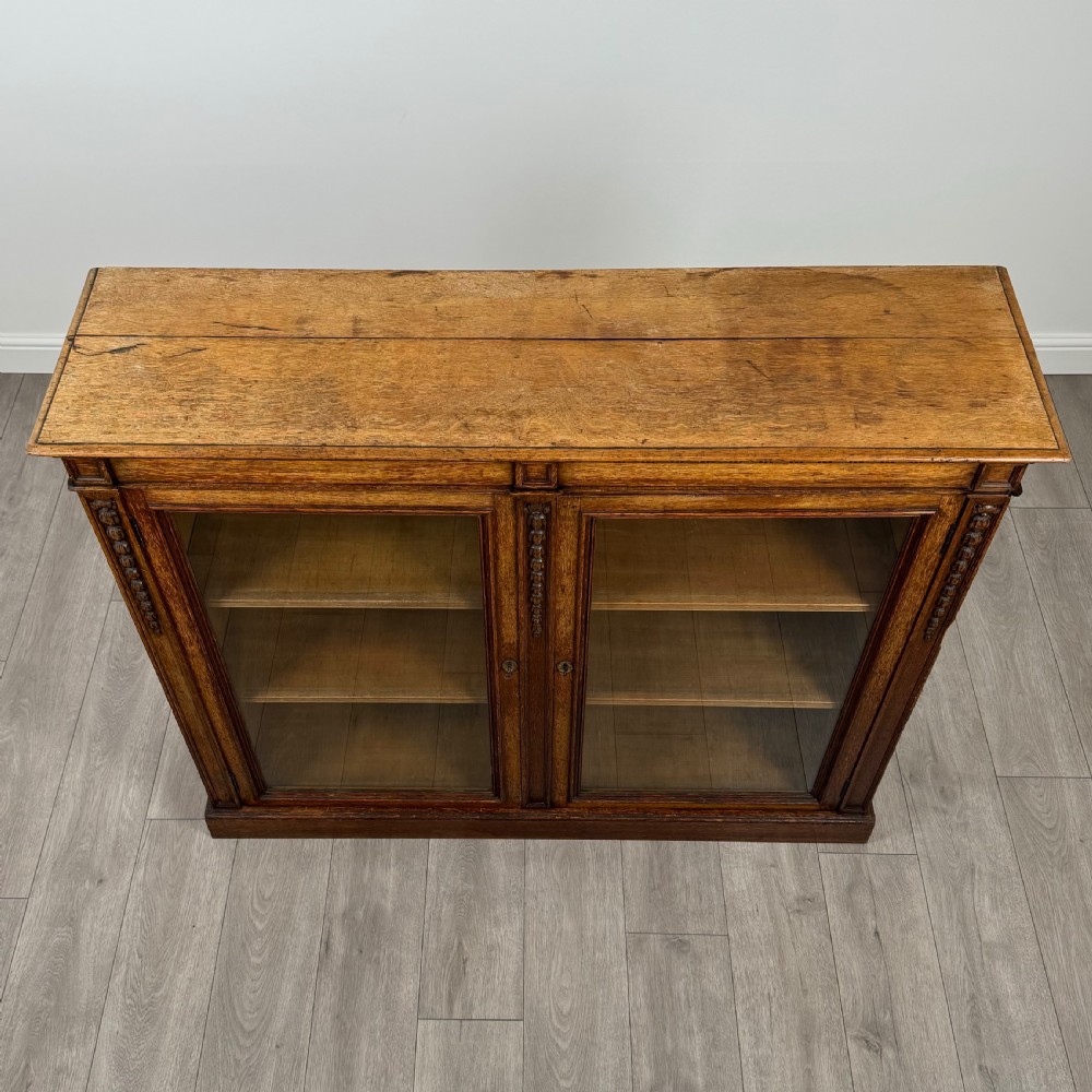 Antique 19th Century Glazed Oak Display Cabinet Of Fine Quality  View X