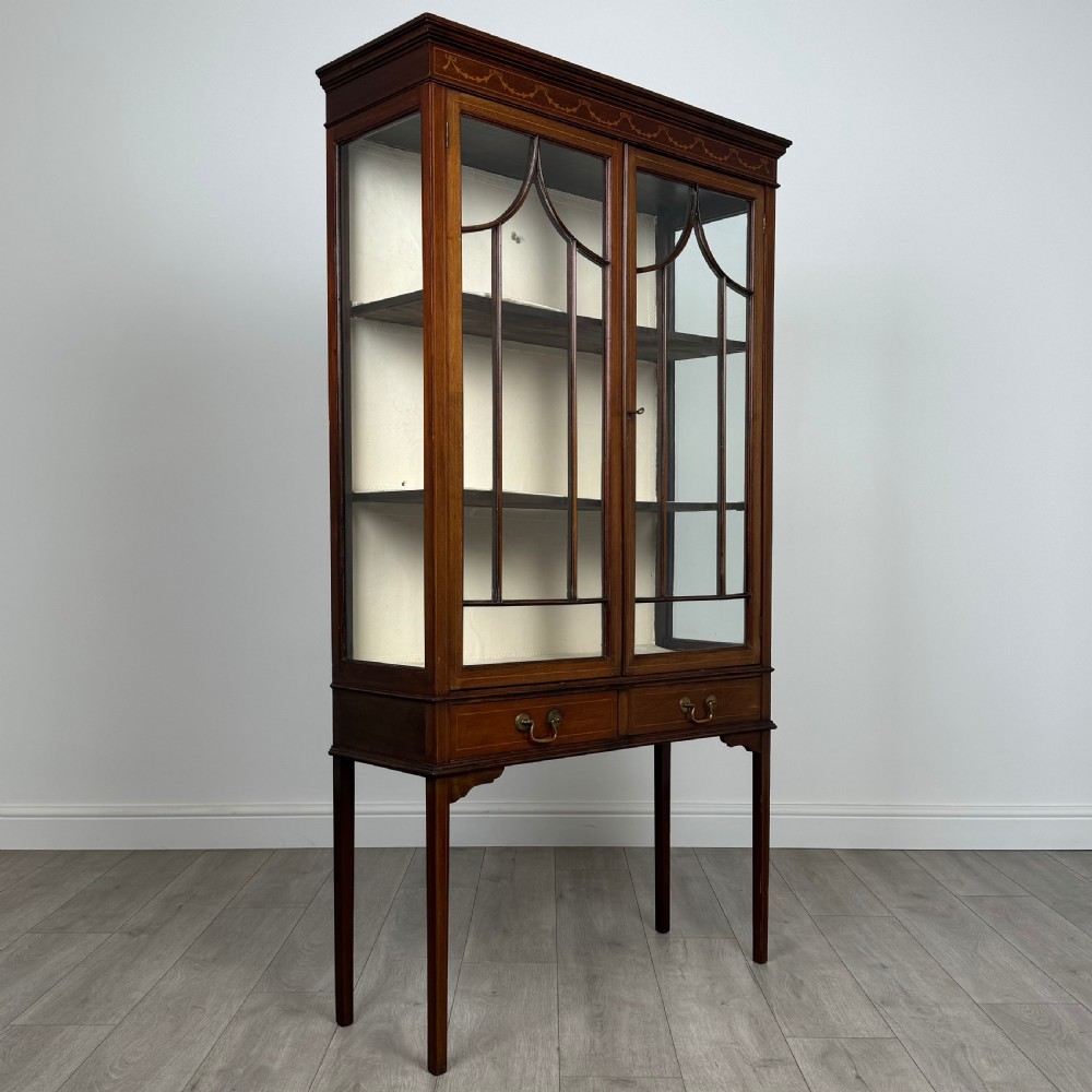  Antique 20th Century Good Quality Display Cabinet In Mahogany View IX