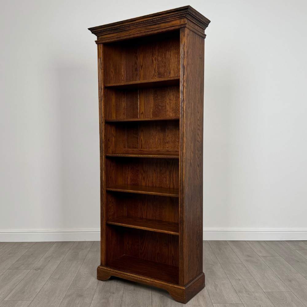 Vintage 20th Century Fine Quality Open Bookcase In Oak  View II