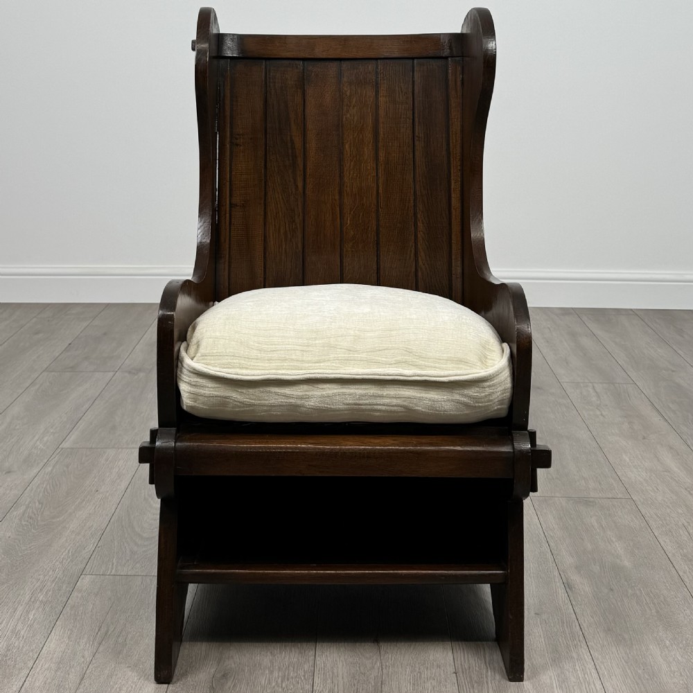 Antique 20th Century Quality Pair Of Lambing Chairs In Oak View IX