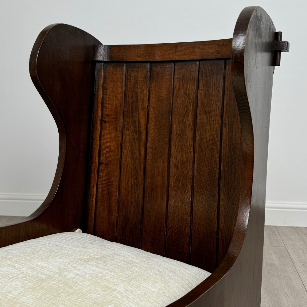 Antique 20th Century Quality Pair Of Lambing Chairs In Oak View X