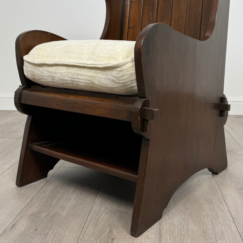 Antique 20th Century Quality Pair Of Lambing Chairs In Oak View XI