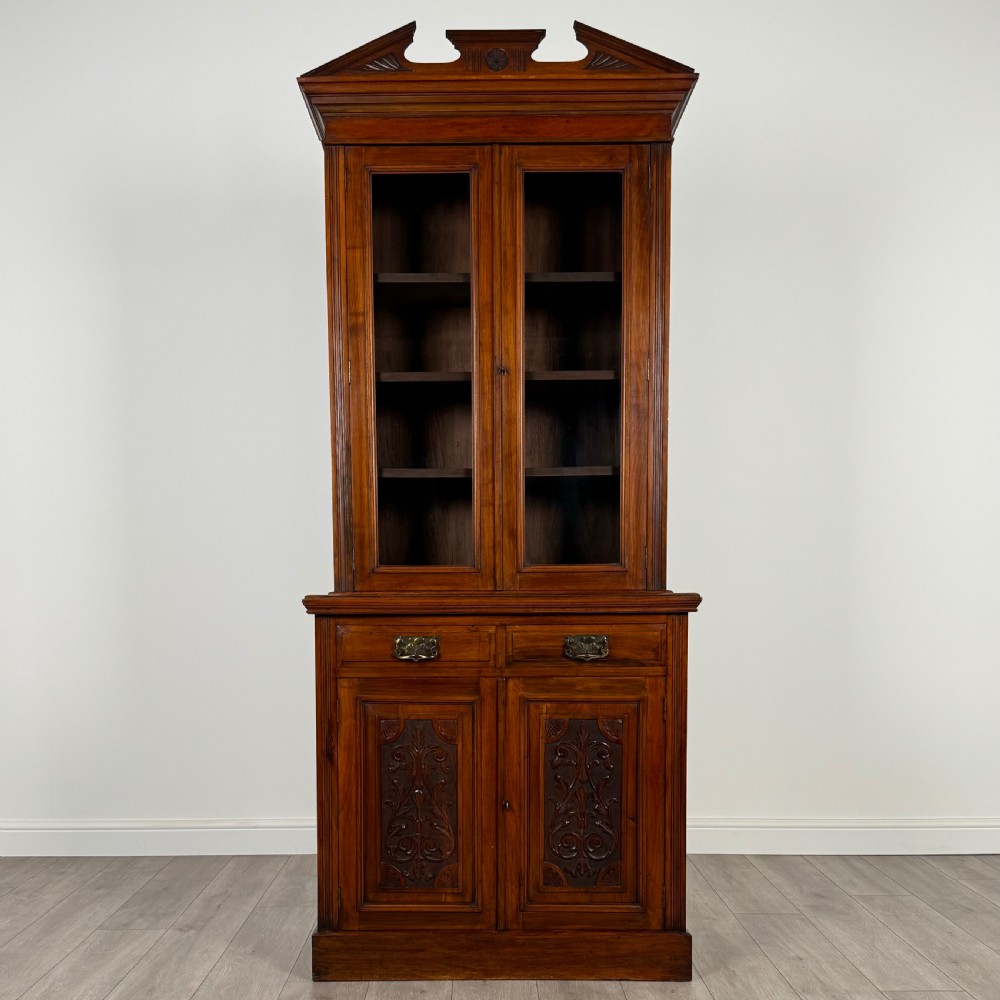 Antique 20th Century Bookcase On Cupboard In Walnut  View II