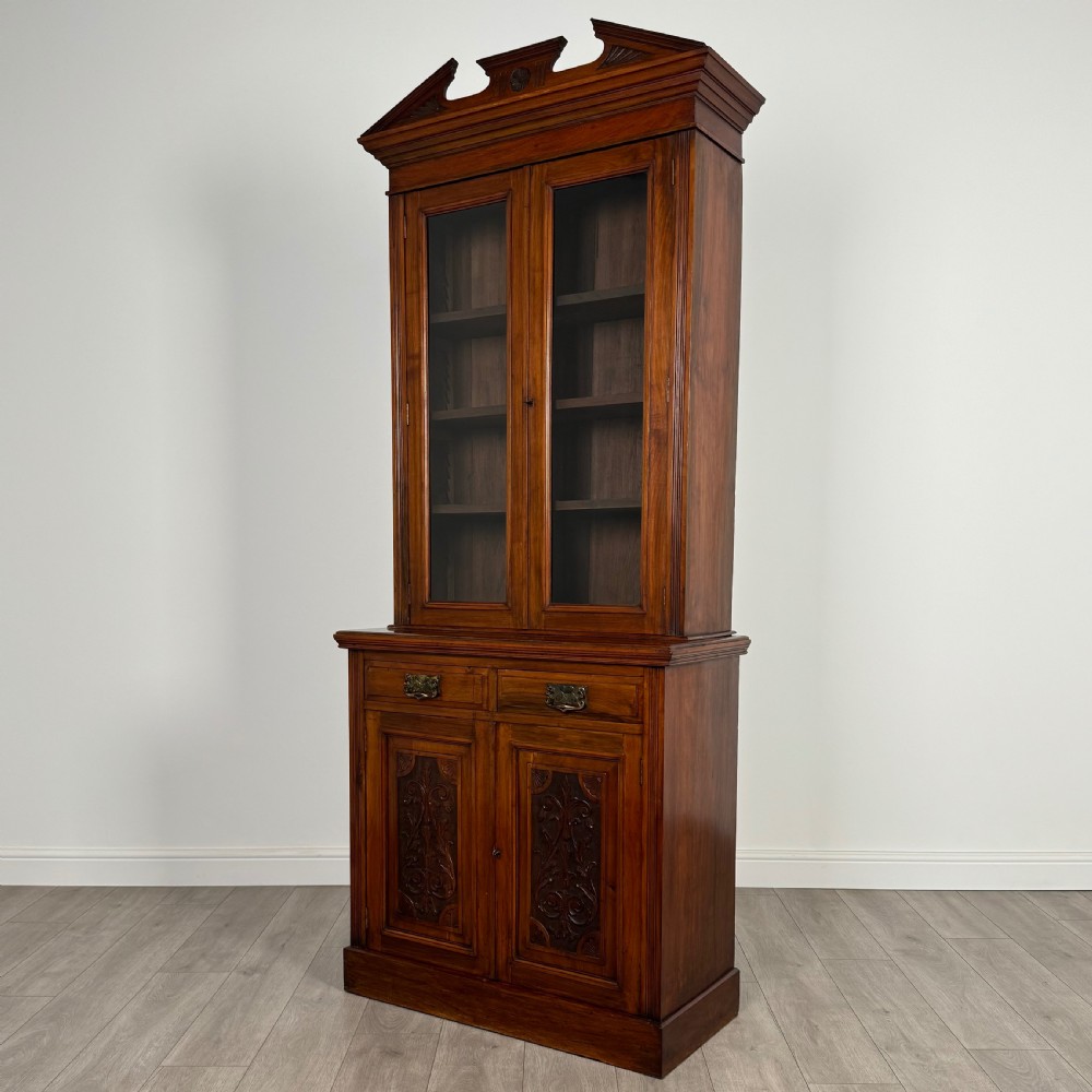 Antique 20th Century Bookcase On Cupboard In Walnut  View IV