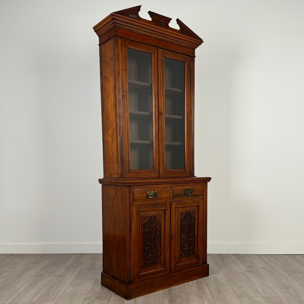 Antique 20th Century Bookcase On Cupboard In Walnut  View X