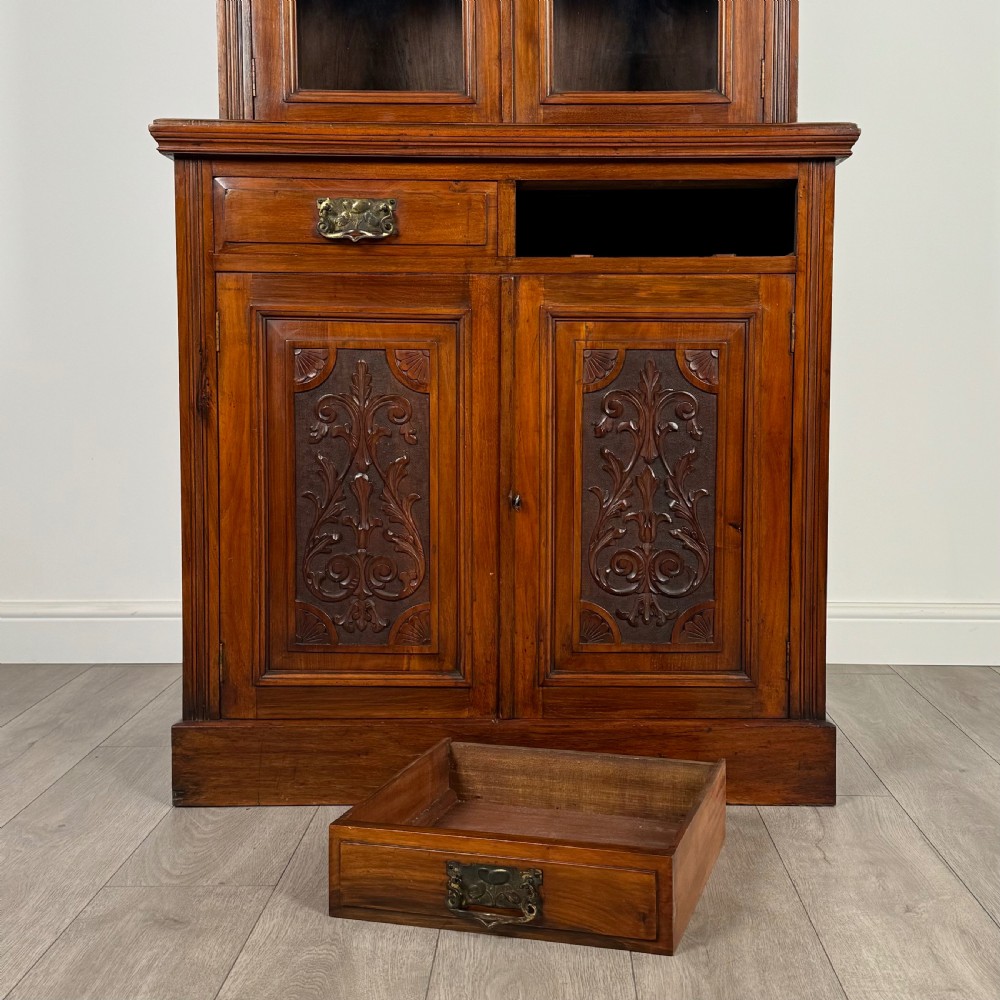 Antique 20th Century Bookcase On Cupboard In Walnut  View XII
