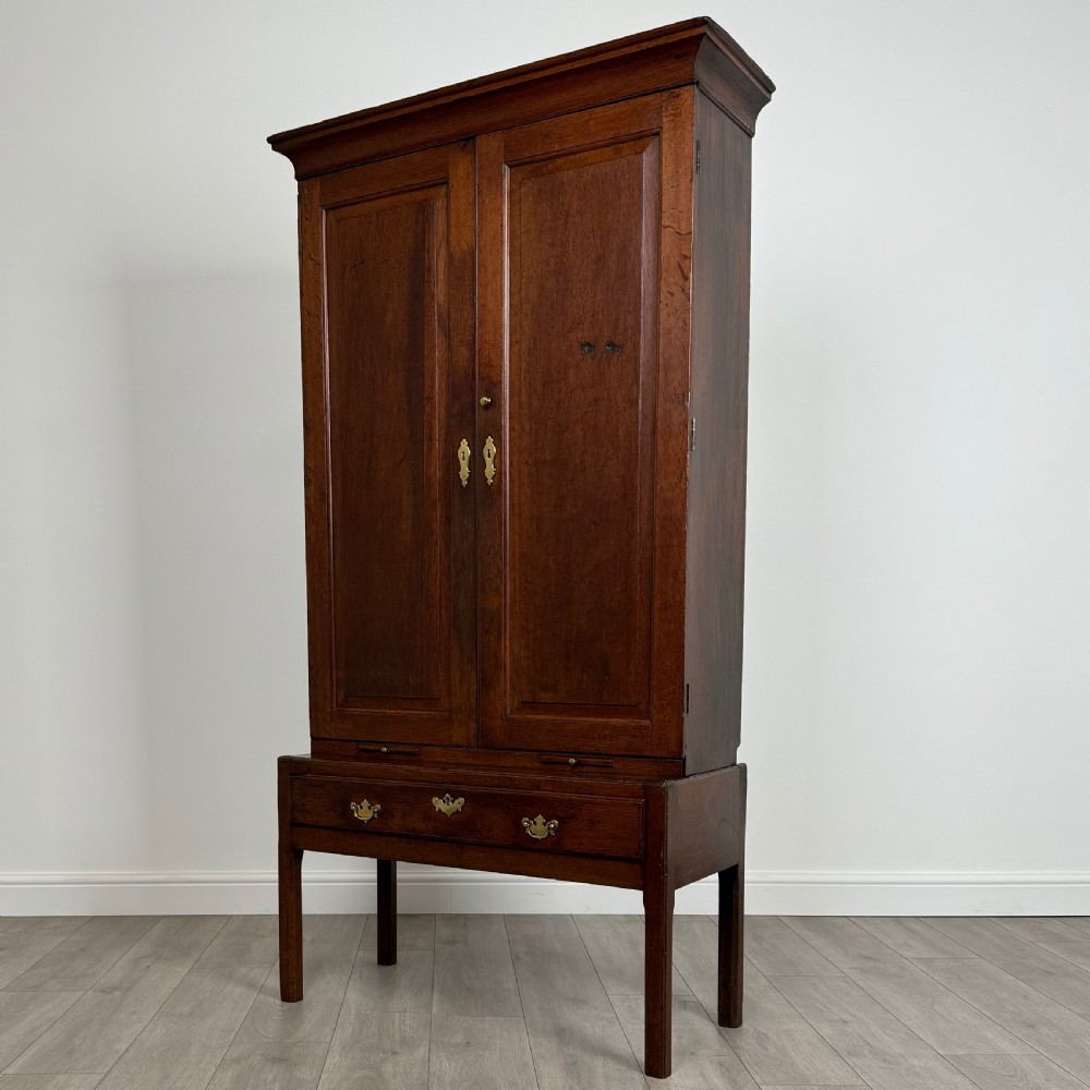 Antique 18th Century Fine Quality Cupboard On Stand In Oak  View III