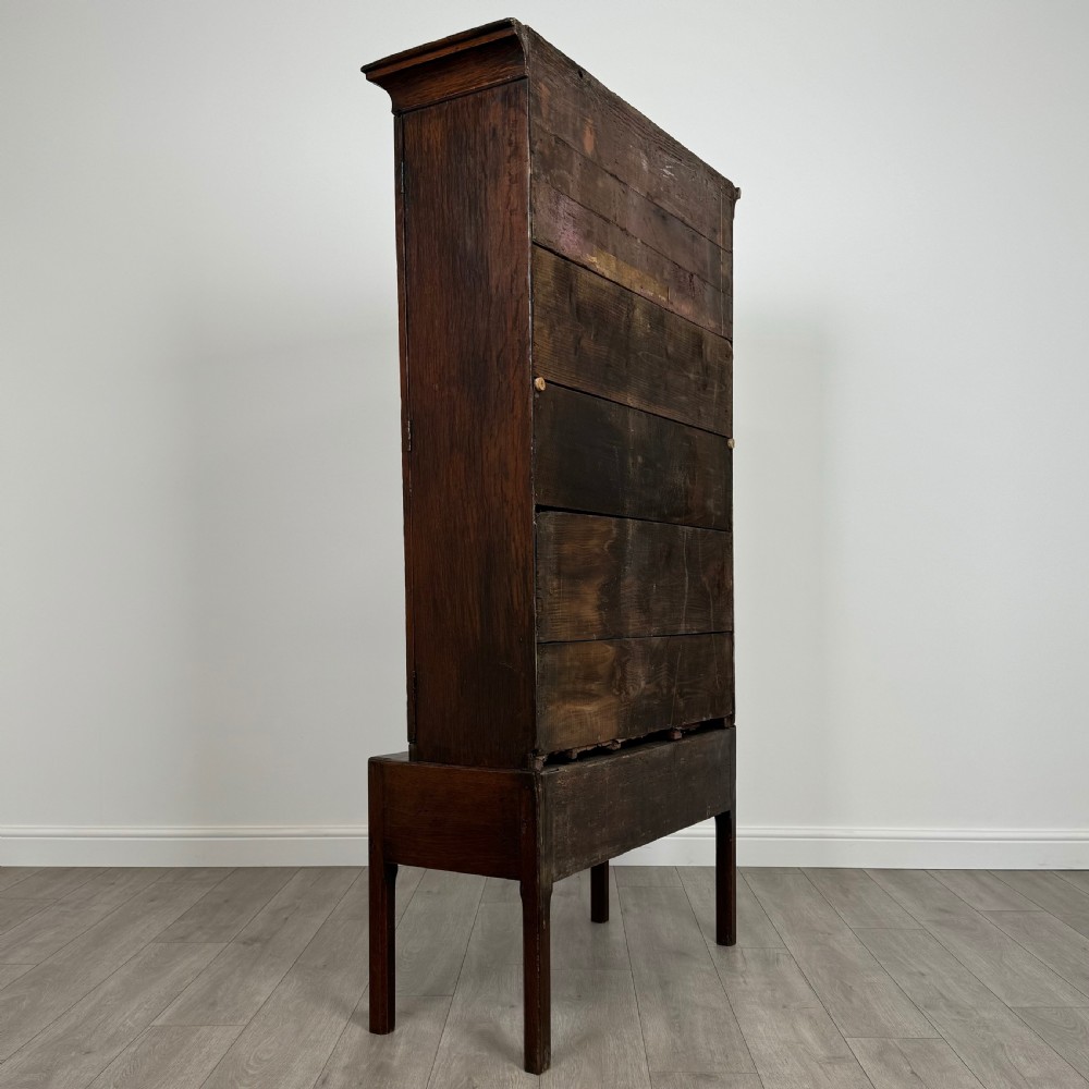 Antique 18th Century Fine Quality Cupboard On Stand In Oak  View V