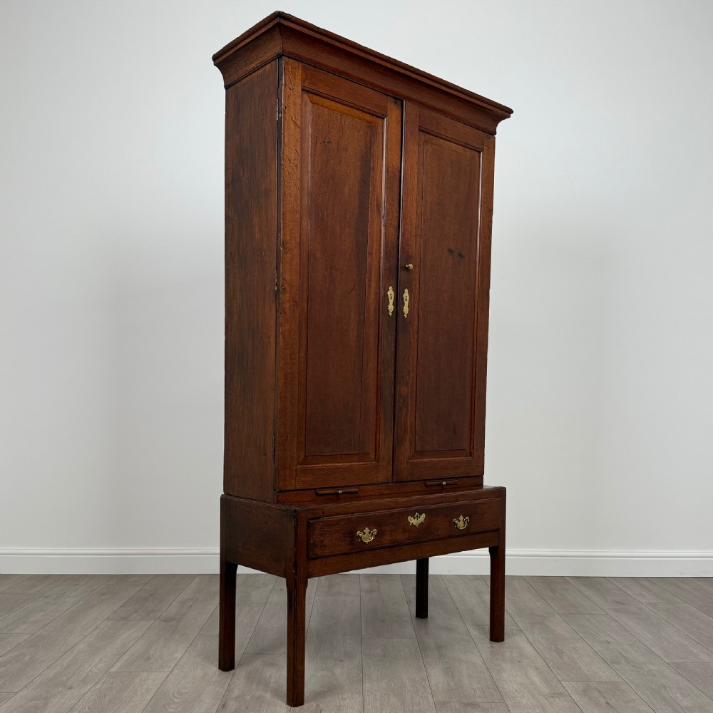 Antique 18th Century Fine Quality Cupboard On Stand In Oak  View IX