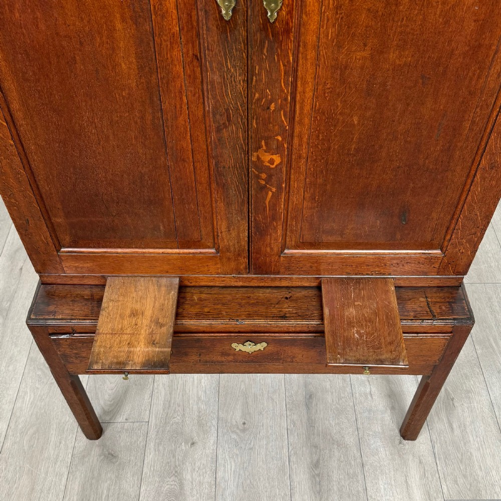 Antique 18th Century Fine Quality Cupboard On Stand In Oak  View X