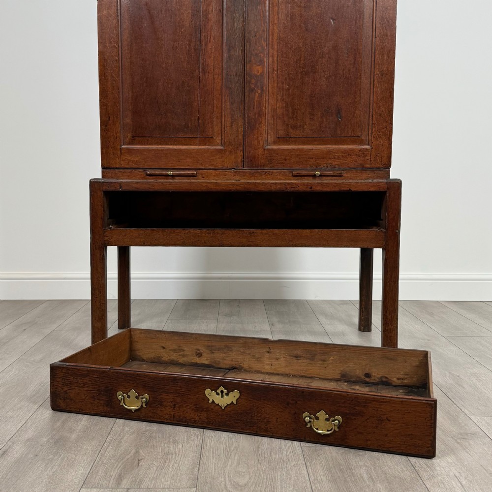 Antique 18th Century Fine Quality Cupboard On Stand In Oak  View XI
