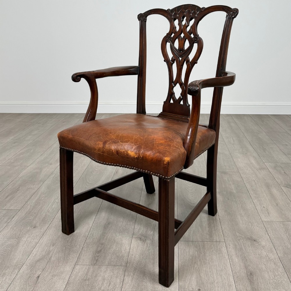  Antique 19th Century Set Of 8 Chippendale Style Dining Chairs  View II