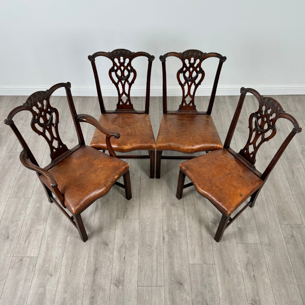  Antique 19th Century Set Of 8 Chippendale Style Dining Chairs  View X