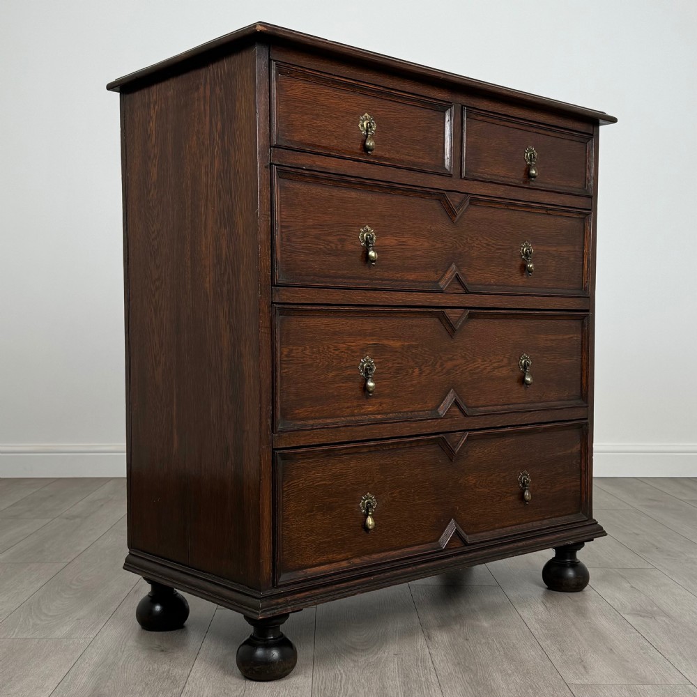 Antique 20th Century Jacobean Style Chest Of Drawers In Oak  View IX