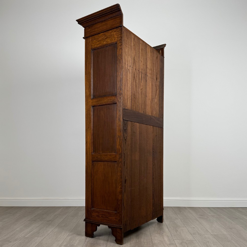 Antique 20th Century Jacobean Style Single Oak Wardrobe View V