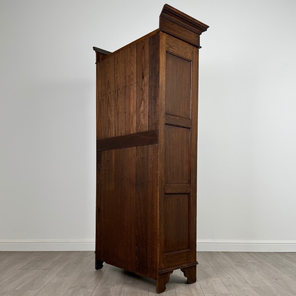 Antique 20th Century Jacobean Style Single Oak Wardrobe View VII
