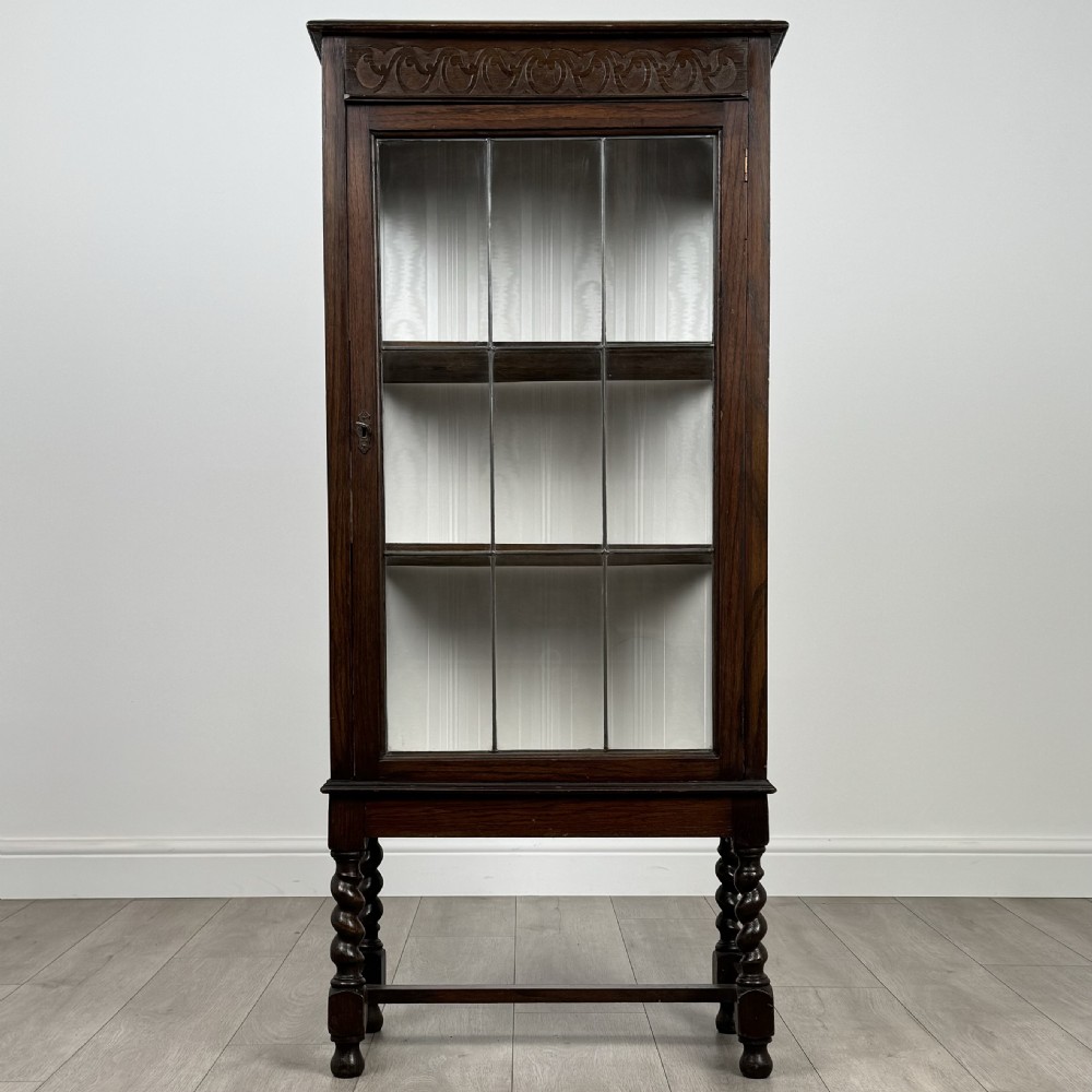  Antique 20th Century Barley Twist Cabinet In Oak