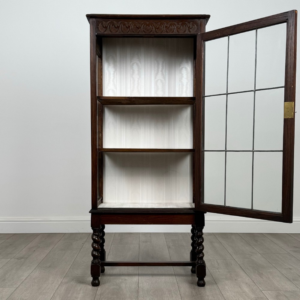  Antique 20th Century Barley Twist Cabinet In Oak View II