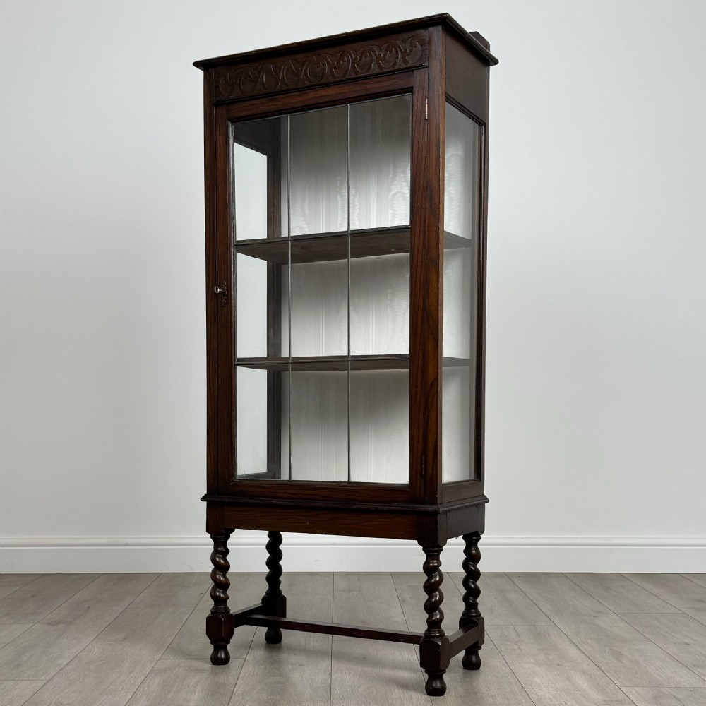  Antique 20th Century Barley Twist Cabinet In Oak View III