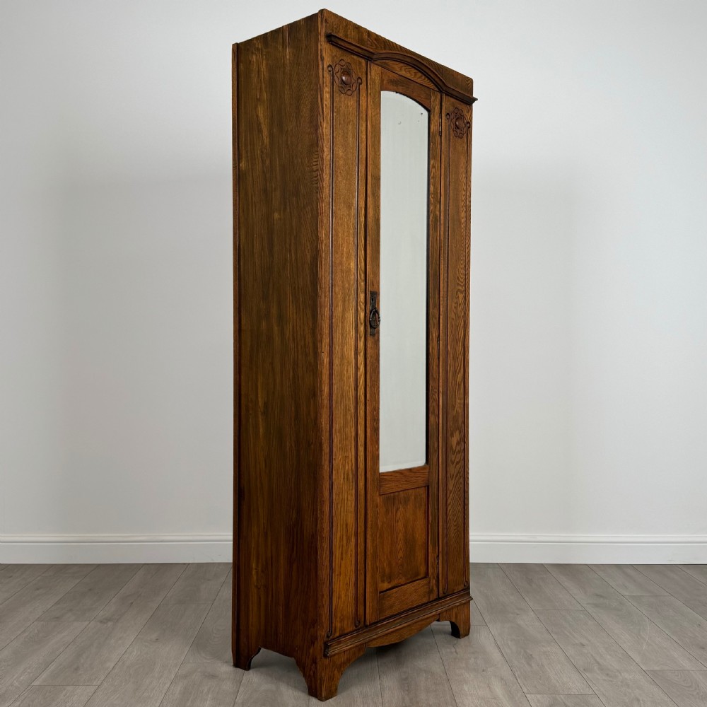 Antique 20th Century Art Nouveau Style Oak Wardrobe  View IX