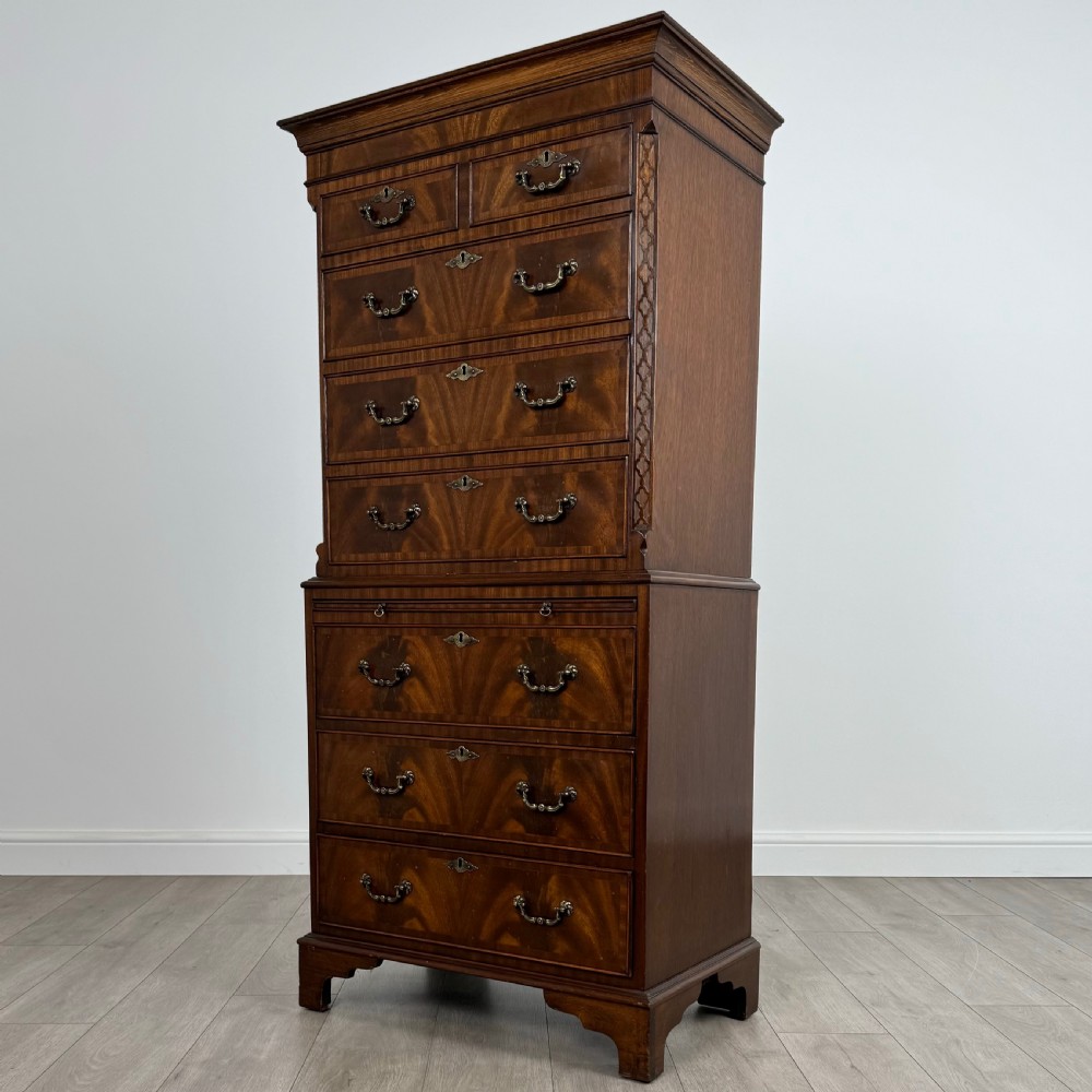 Antique 20th Century Small Chest On Chest In Mahogany 