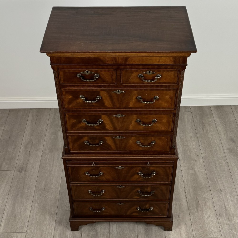 Antique 20th Century Small Chest On Chest In Mahogany  View IX