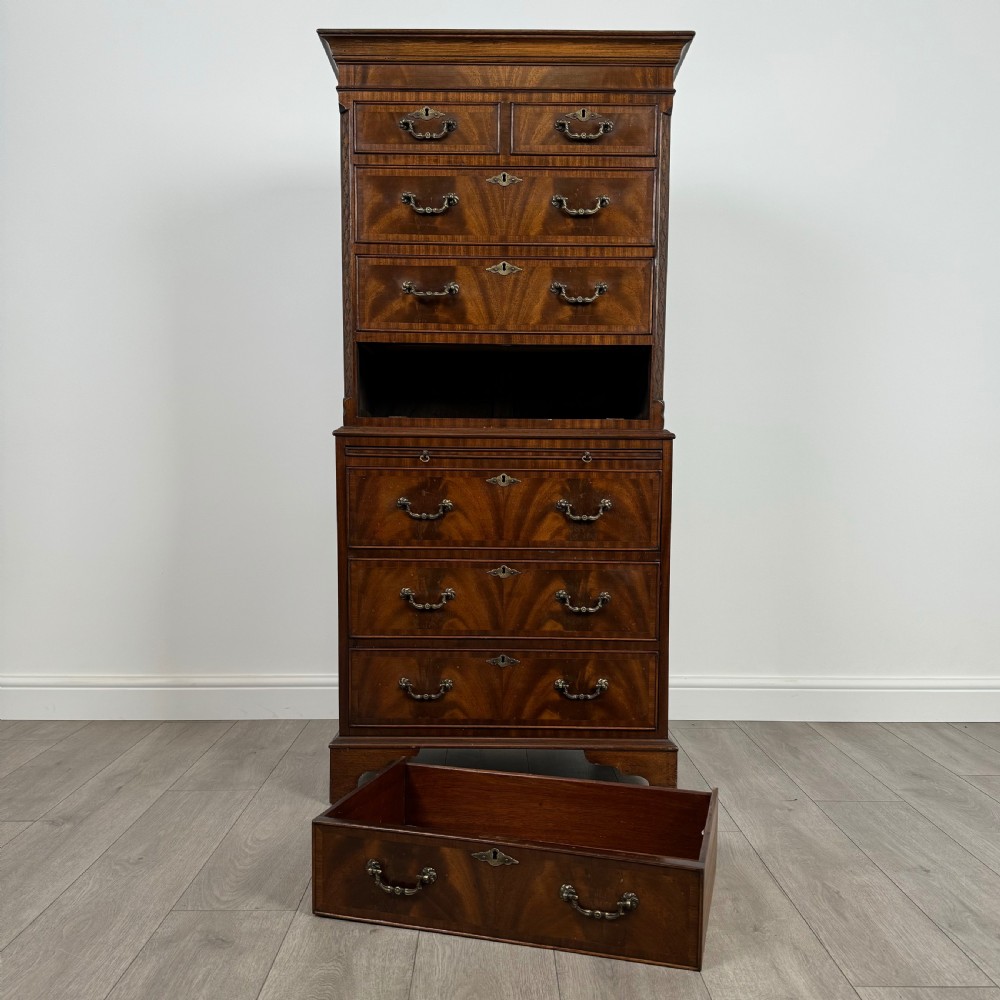 Antique 20th Century Small Chest On Chest In Mahogany  View XI
