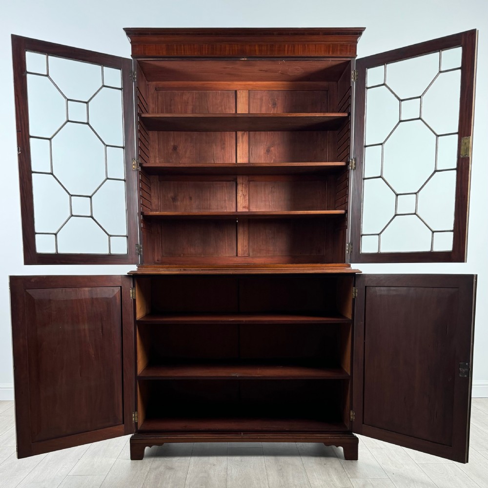  Antique 18th Century Bookcase On Cupboard In Mahogany  View III