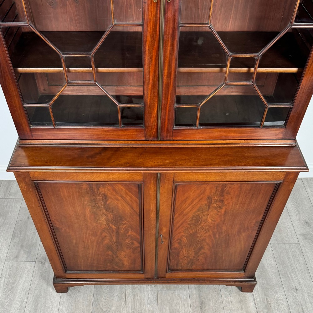  Antique 18th Century Bookcase On Cupboard In Mahogany  View XI