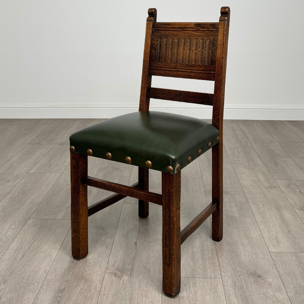 Antique 20th Century Set Of 6 Linenfold Dining Chairs In Oak  View III
