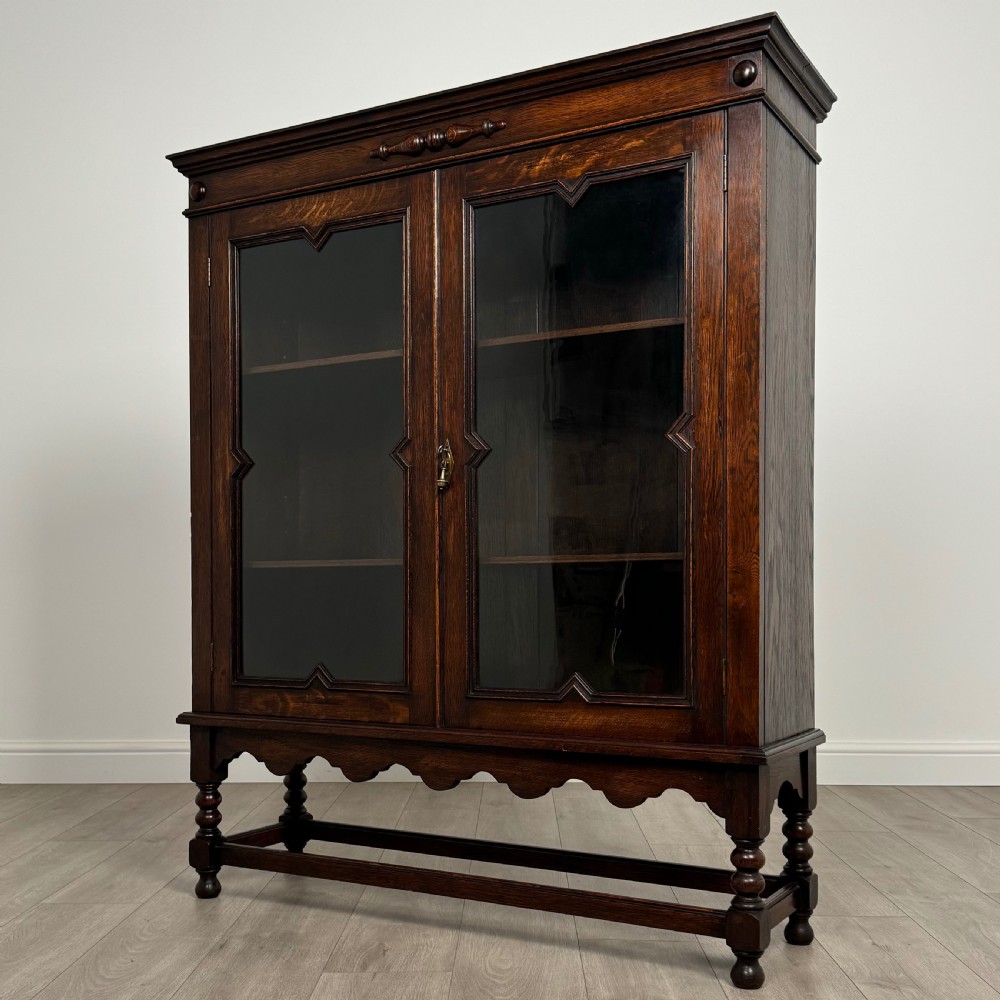 Antique 20th Century Jacobean Style Oak Display Cabinet  View III
