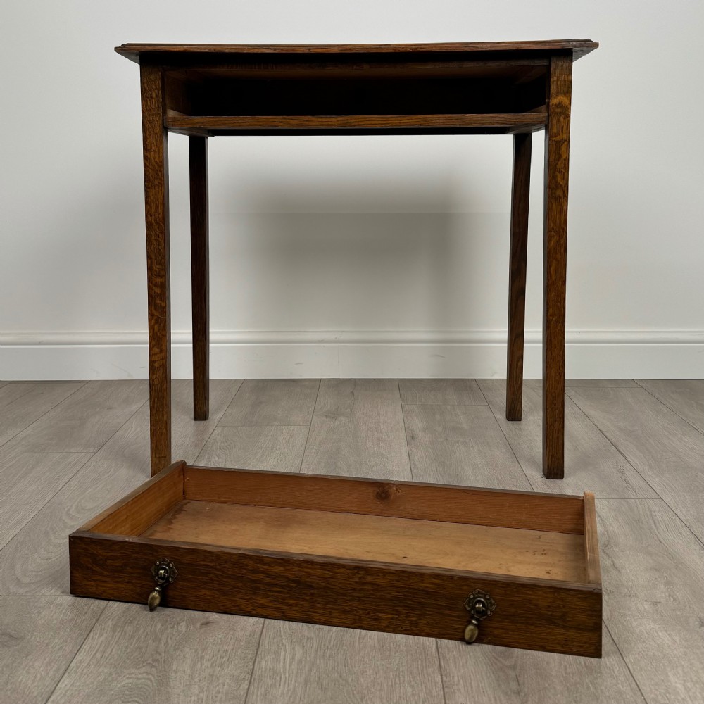 Antique 18th Century Good Quality Small Oak Writing Table  View X