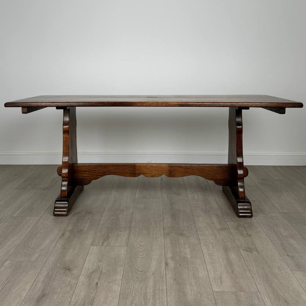  Antique 20th Century Oak Dining Table Set With 6 Dining Chairs  View III