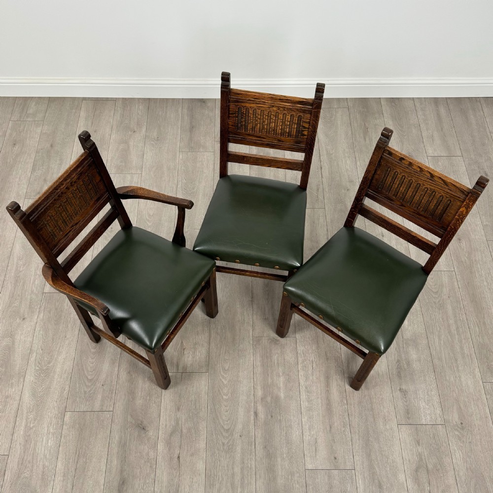  Antique 20th Century Oak Dining Table Set With 6 Dining Chairs  View XIV