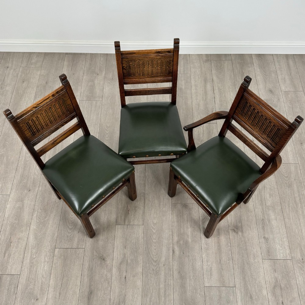  Antique 20th Century Oak Dining Table Set With 6 Dining Chairs  View XV
