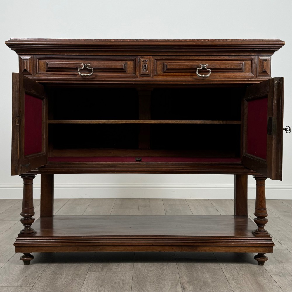 Antique 19th Century French Marble Top Buffet In Walnut  View II