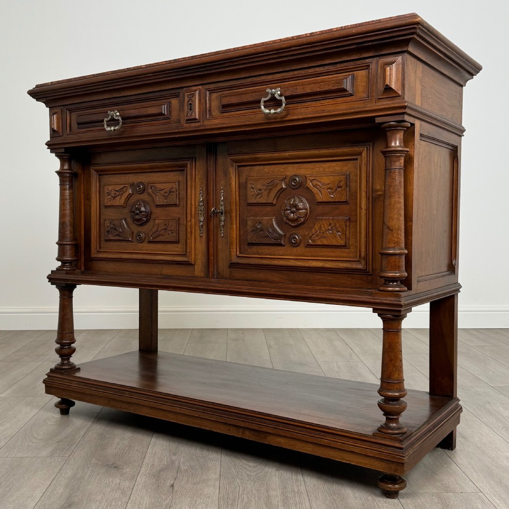 Antique 19th Century French Marble Top Buffet In Walnut  View III