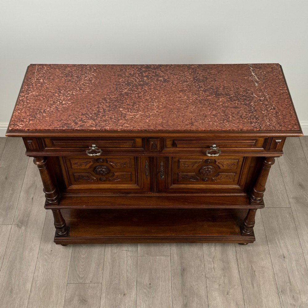 Antique 19th Century French Marble Top Buffet In Walnut  View X