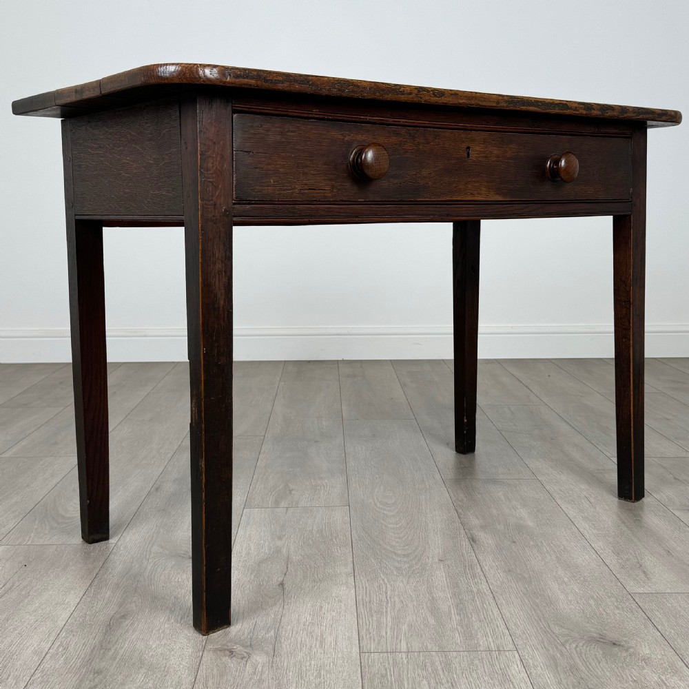 Antique 18th Century Good Quality Writing Table In Oak  View VIII